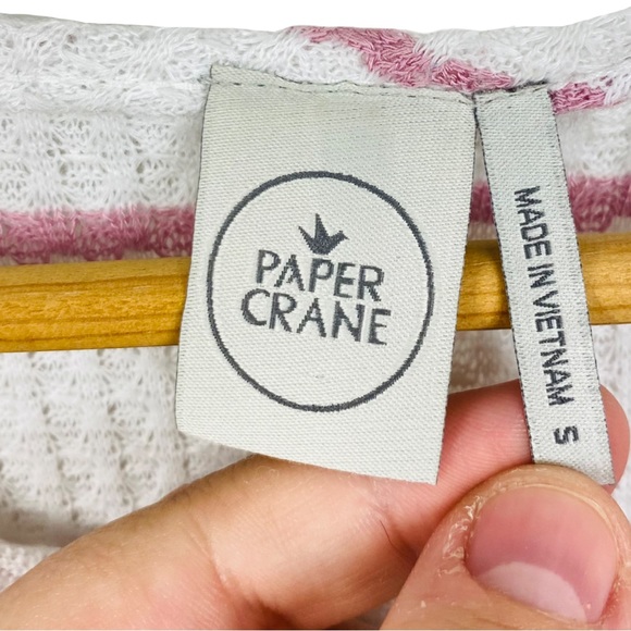 Paper Crane Waffle Knit Striped Scoop Hem Long Sleeve Oversized Thermal Blouse - Picture 6 of 7